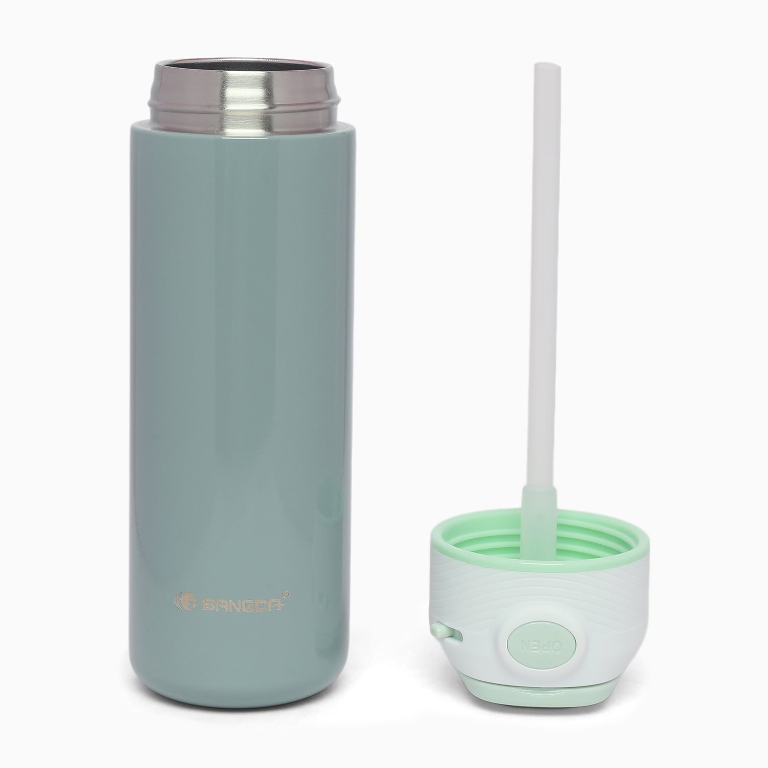 Premium quality vacuum stainless steel insulated sipper bottle lockable popup lid- 450ml (pewter grey) - Kidspark
